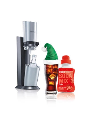 Thema "Green Santa" 2013 Trinkwassersprudler Crystal von SodaStream und Sirup "Soda-Mix Cola"