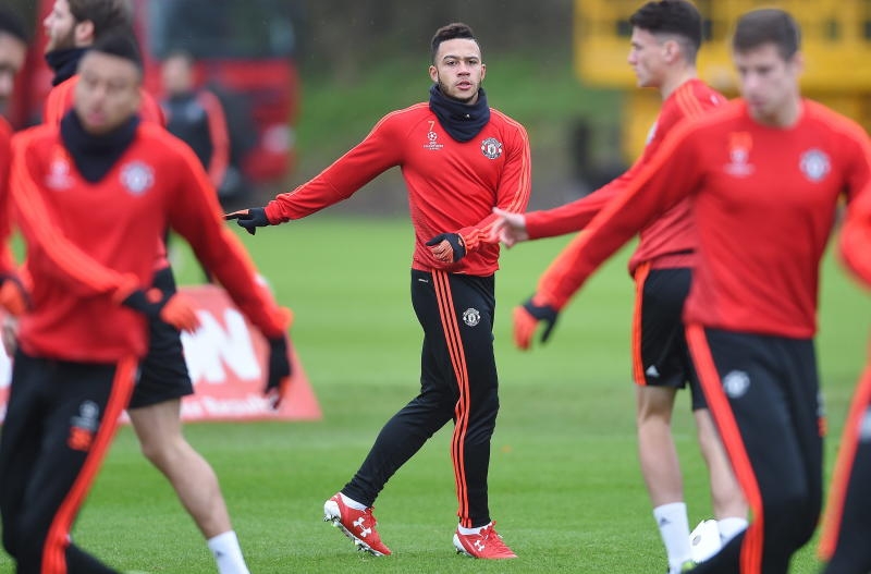 Manchester United's Anthony Martial attends a training session held at the Aon Training complex in Manchester
