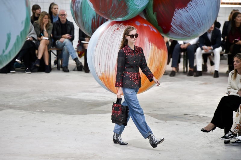 A model presents a creation by Danish label 'Ganni' during the Copenhagen Fashion Week SS17, in Copenhagen, Denmark, 11 August 2016. The fashion event runs from 10 to 12 August.