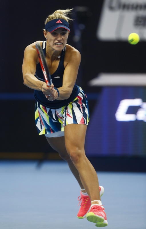 <p>Angelique Kerber of Germany in action during a women's third round match against Elina Svitolina of Ukraine in the China Open tennis tournament at the National Tennis Center in Beijing, China, 06 October 2016. EPA/ROLEX DELA PENA</p>