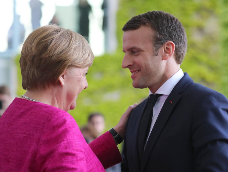 <p>Bundeskanzlerin Angela Merkel (CDU) empfängt den französischen Präsidenten Emmanuel Macron</p>